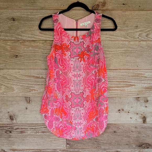 CAbi Size Small Pink Sleeveless Tank Top with Paisley Print - Picture 6 of 6